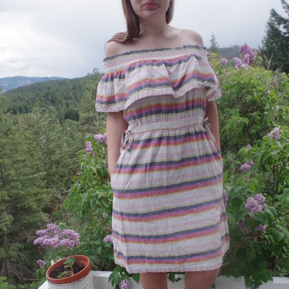 Off Shoulders Dress By Just Living Linen Blend - Picture 4 of 7